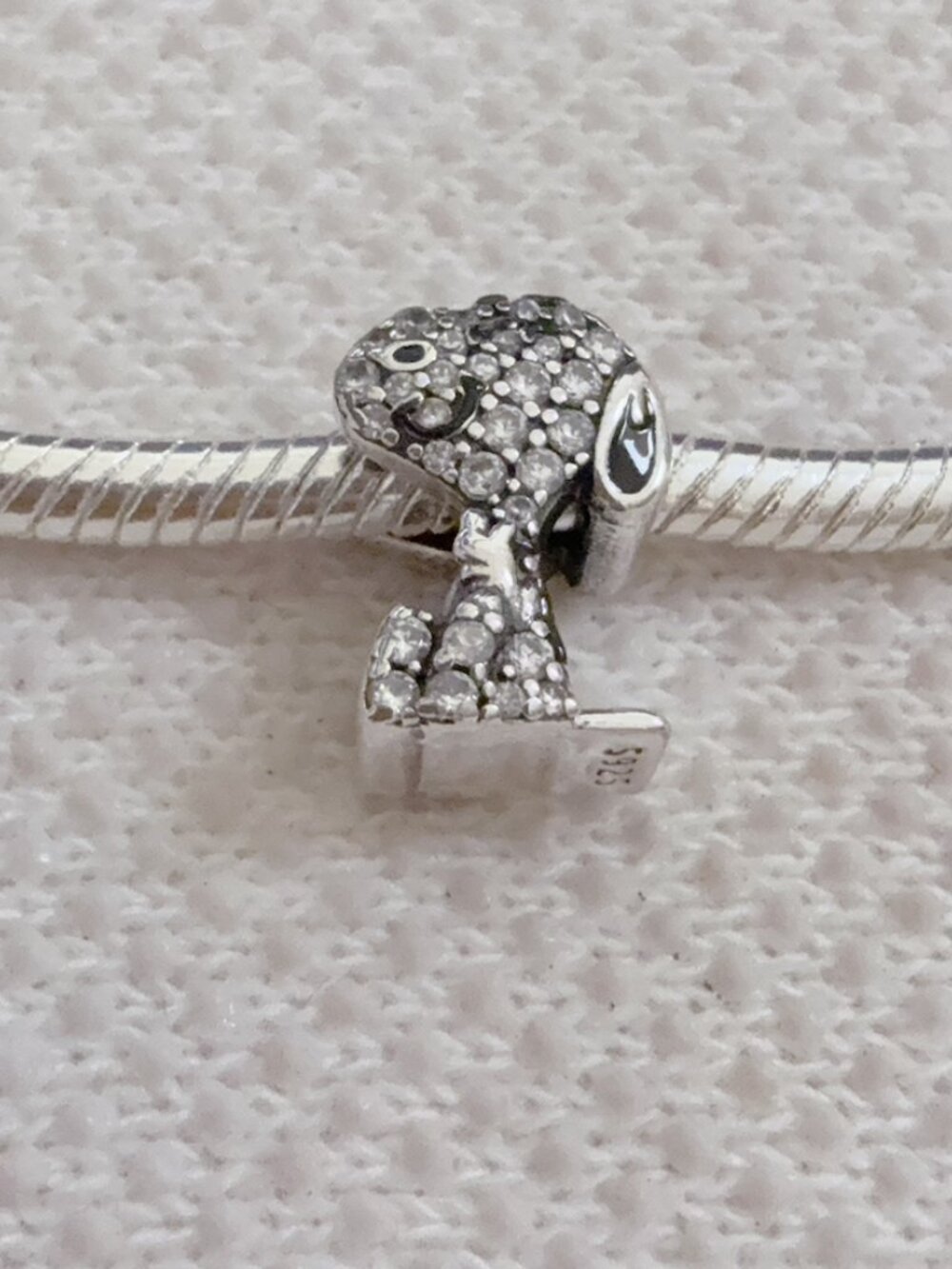 Sparkling Snoopy Peanuts Silver Charm For Pandora Bracelet